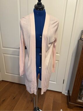 LOFT Pale Pink Open-Front Long Cardigan